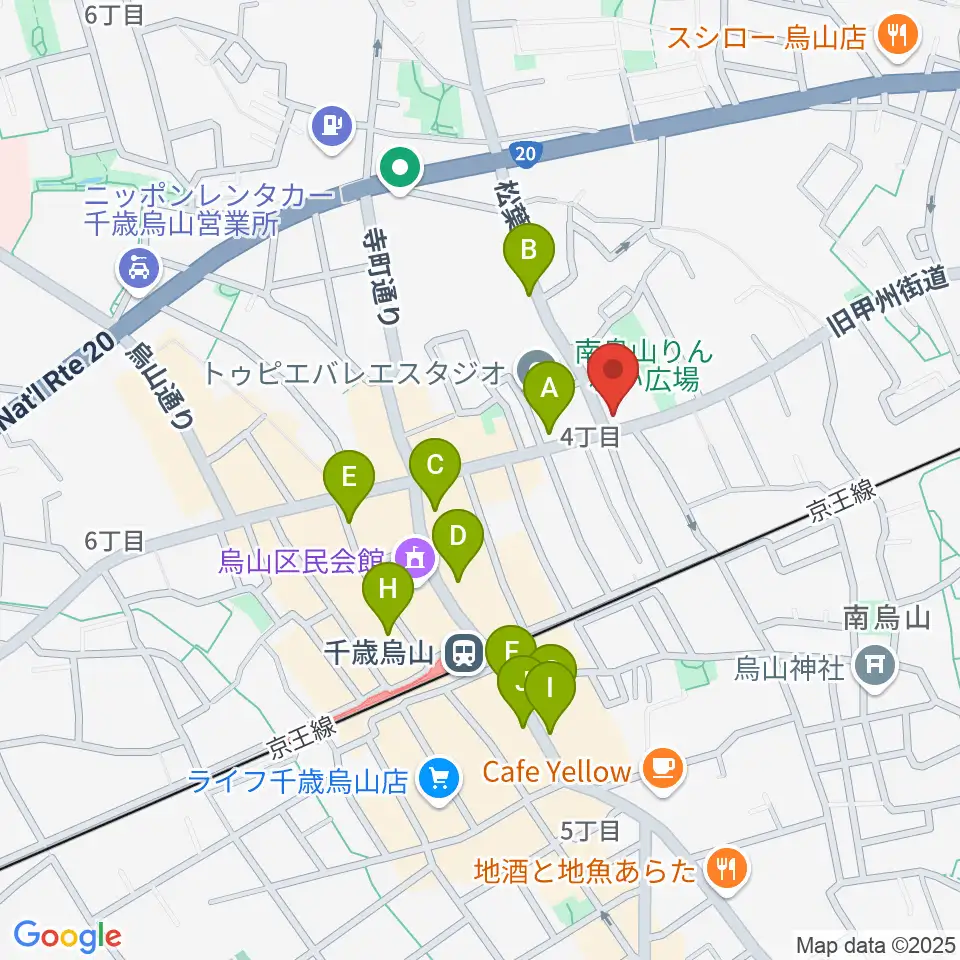 クレッシェレ音楽教室 千歳烏山校周辺のカフェ一覧地図