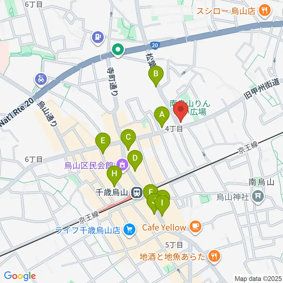 クレッシェレ音楽教室 千歳烏山校周辺のカフェ一覧地図