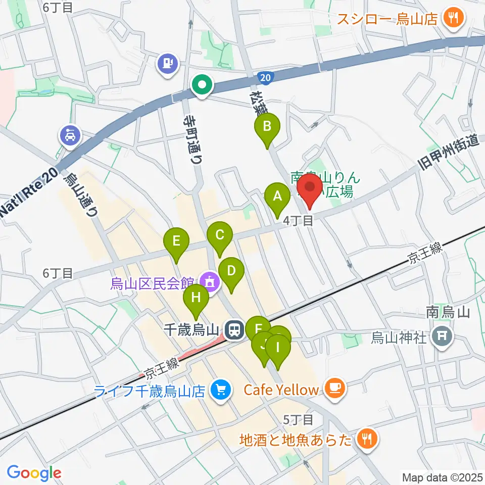 クレッシェレ音楽教室 千歳烏山校周辺のカフェ一覧地図