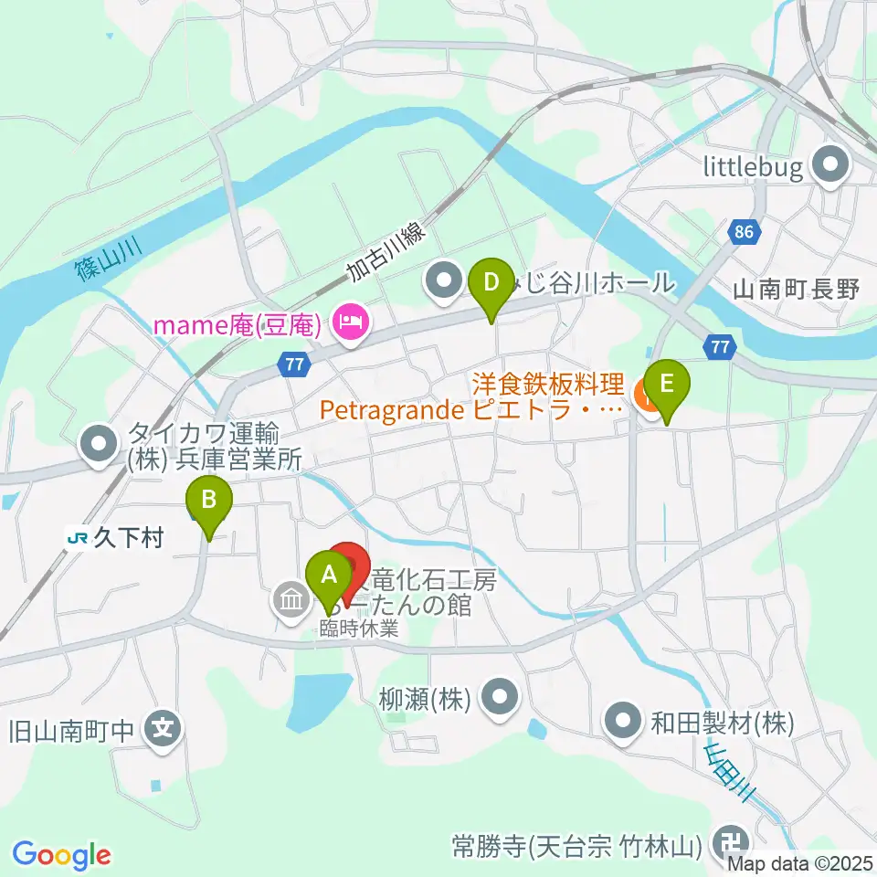 山南住民センターやまなみホール周辺のカフェ一覧地図