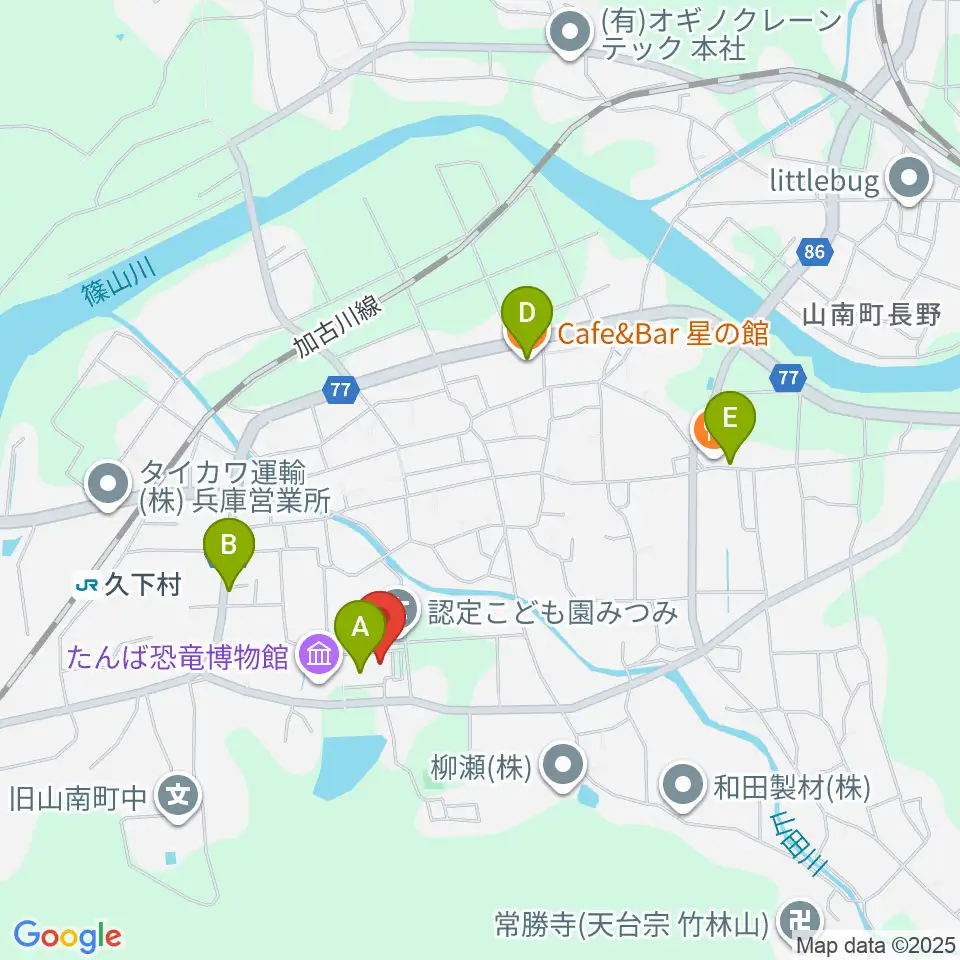 山南住民センターやまなみホール周辺のカフェ一覧地図