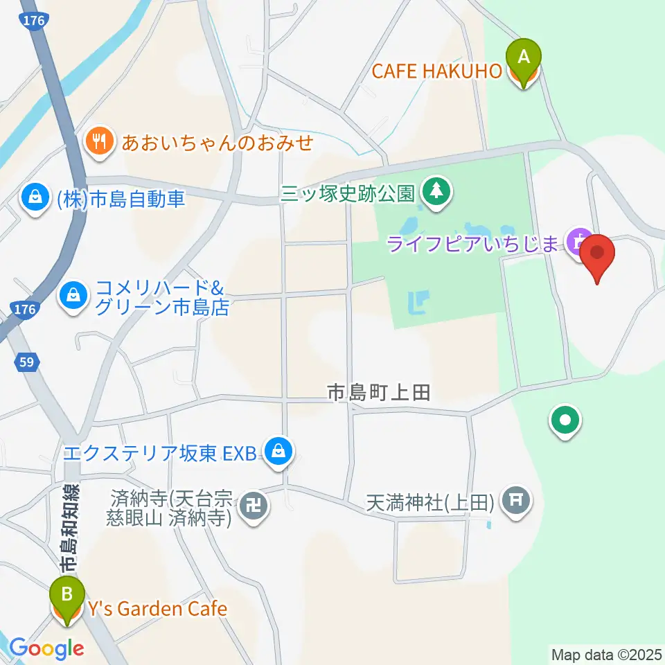 ライフピアいちじま大ホール周辺のカフェ一覧地図