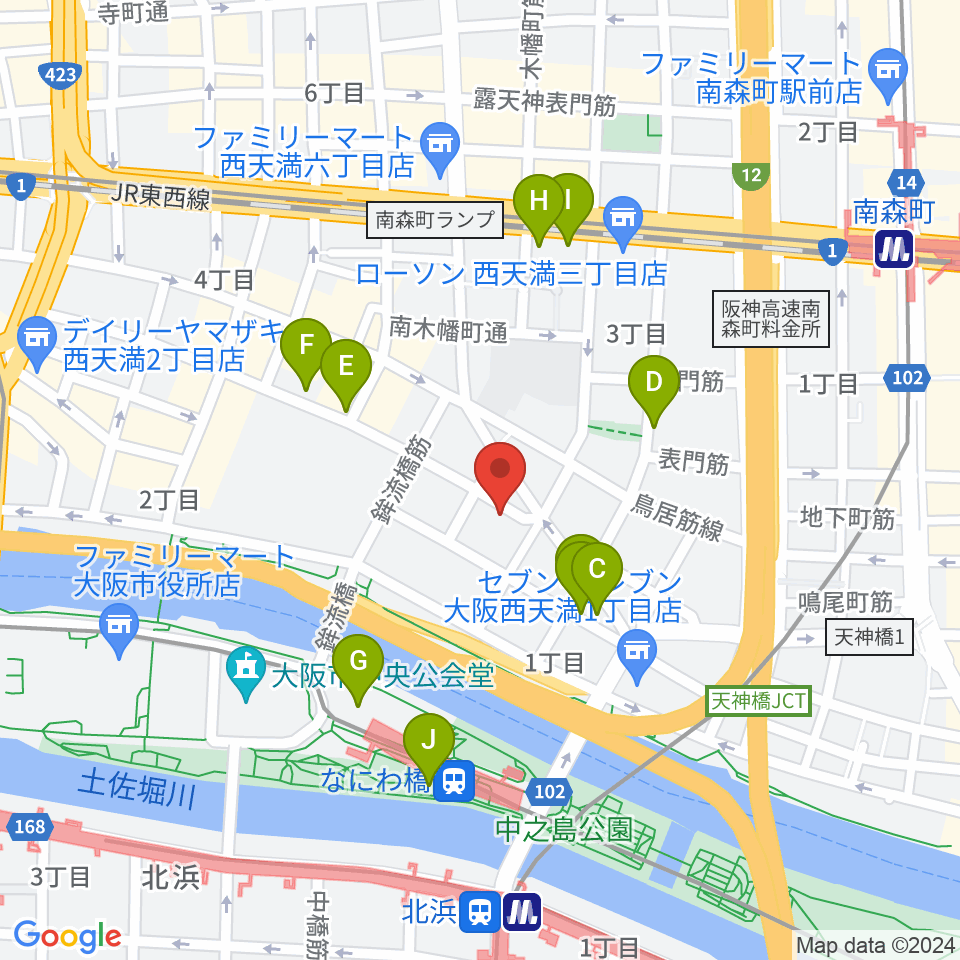 パストラーレ周辺のカフェ一覧地図