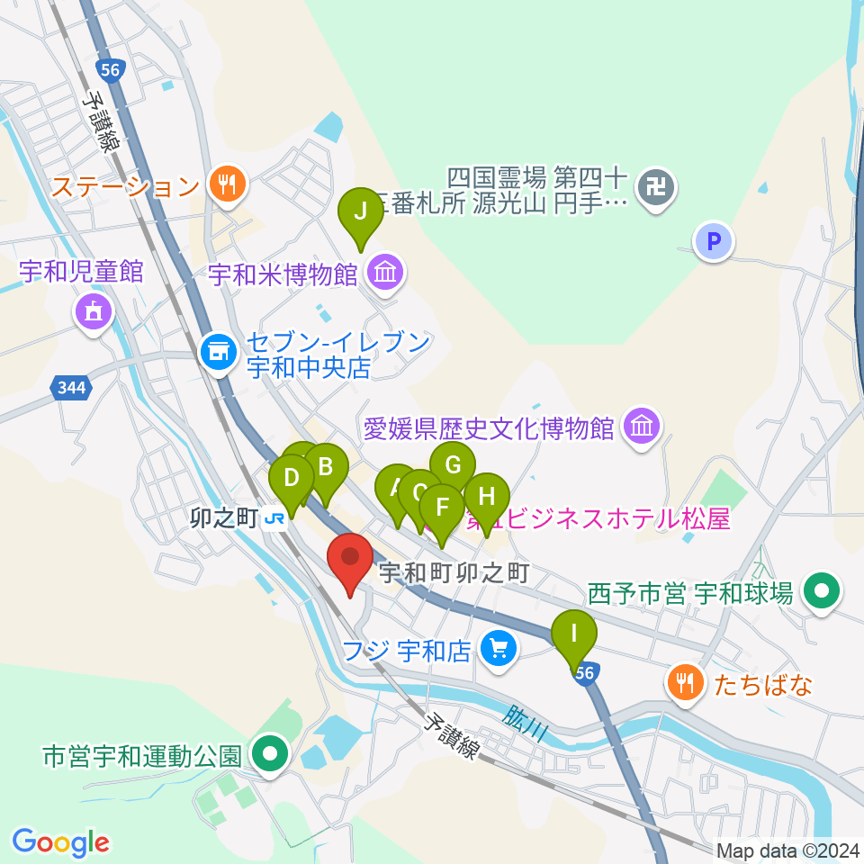 西予市宇和文化会館周辺のカフェ一覧地図