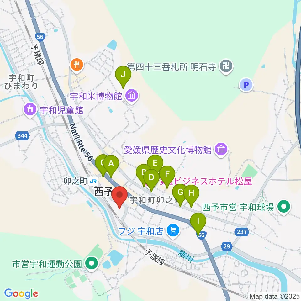 西予市宇和文化会館周辺のカフェ一覧地図