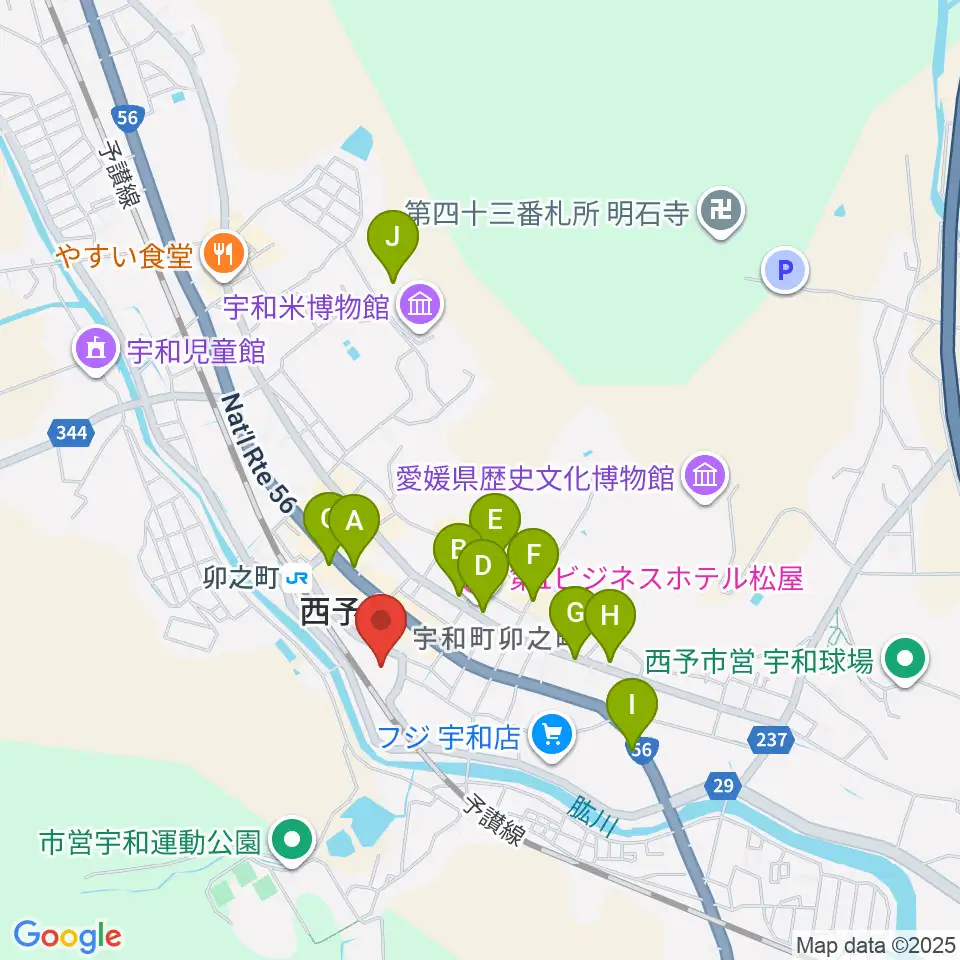 西予市宇和文化会館周辺のカフェ一覧地図