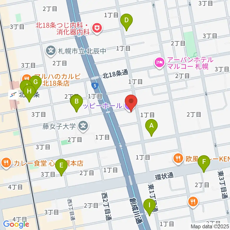 スタジオミックス・ジッピーホール周辺のカフェ一覧地図
