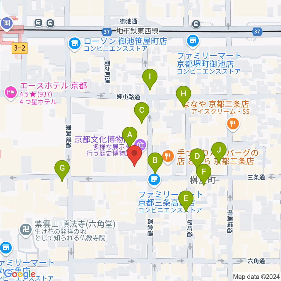 京都文化博物館 別館ホール周辺のカフェ一覧地図