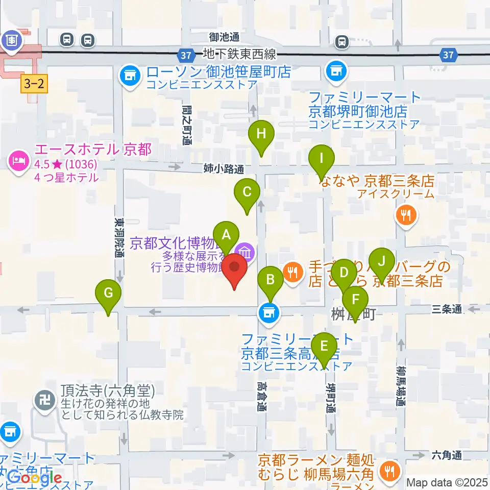 京都文化博物館 別館ホール周辺のカフェ一覧地図