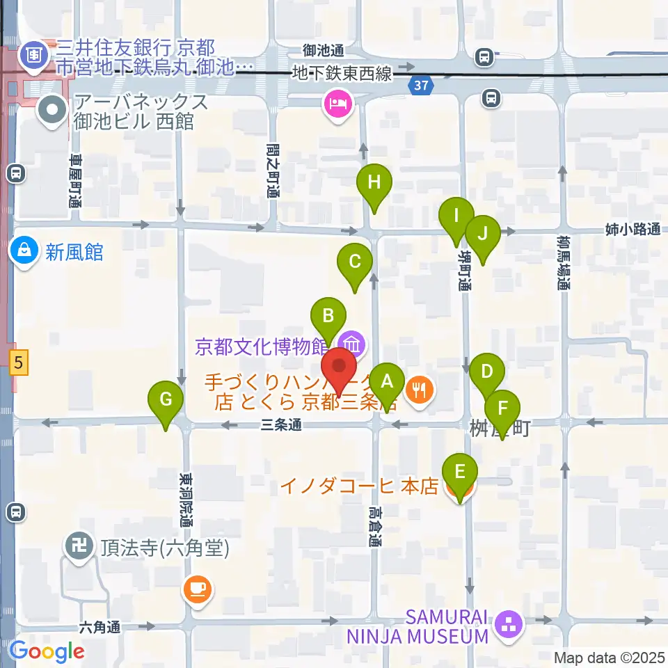 京都文化博物館 別館ホール周辺のカフェ一覧地図