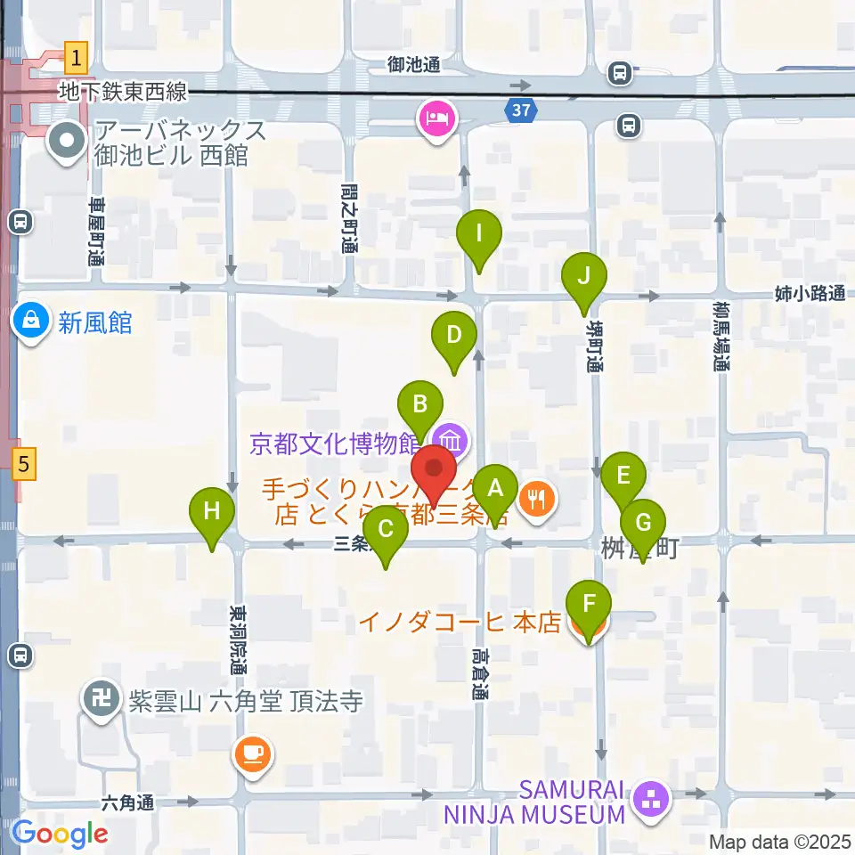 京都文化博物館 別館ホール周辺のカフェ一覧地図