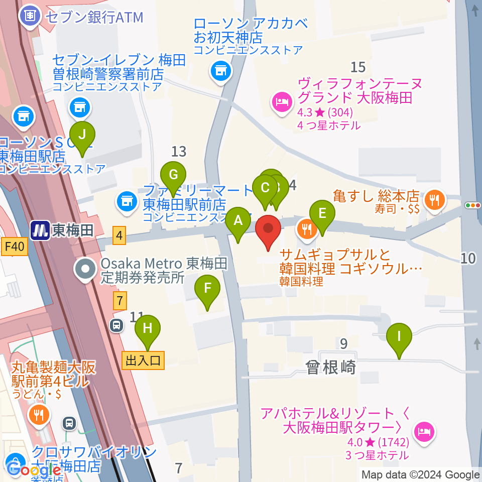 ニューサントリー5周辺のカフェ一覧地図