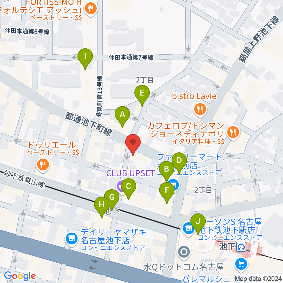 池下ストレガ周辺のカフェ一覧地図