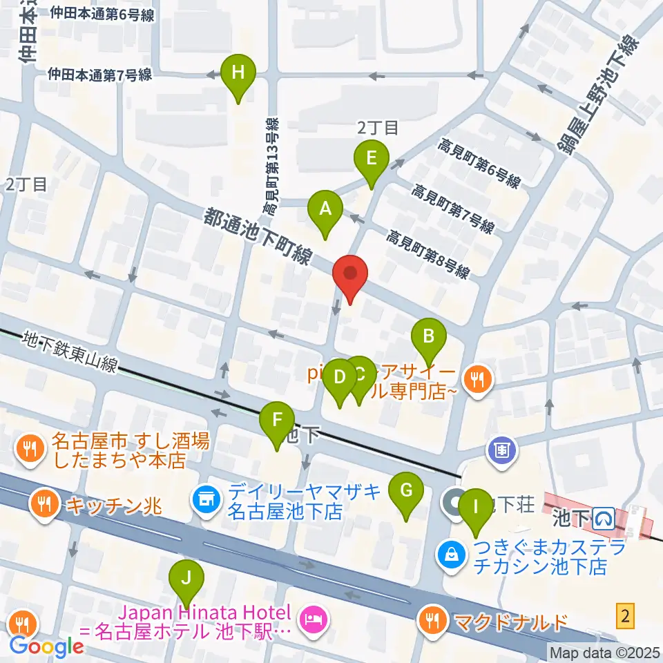 池下ストレガ周辺のカフェ一覧地図