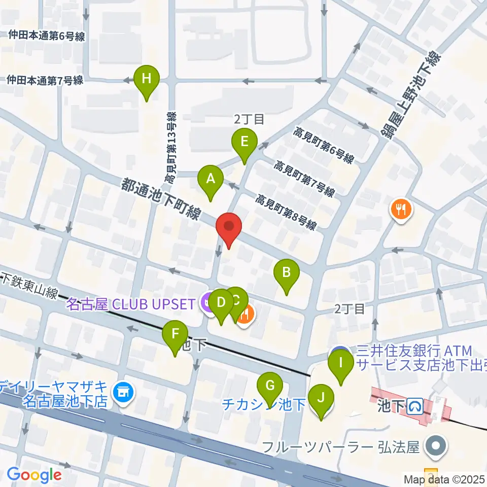 池下ストレガ周辺のカフェ一覧地図