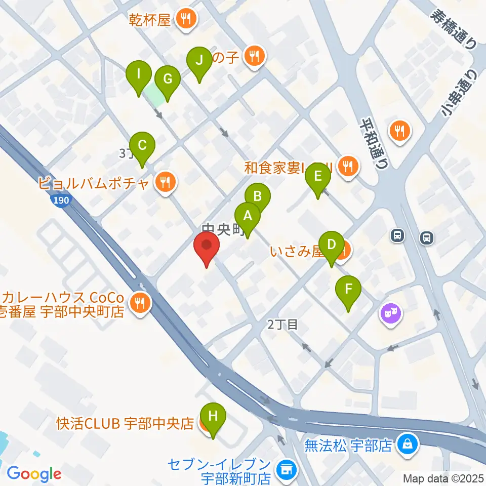 宇部BBB周辺のカフェ一覧地図