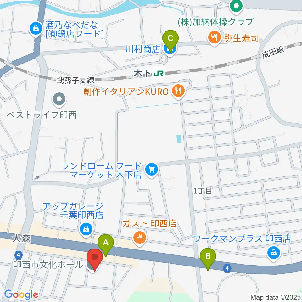 印西市文化ホール周辺のカフェ一覧地図