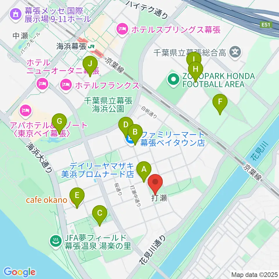 幕張ベイタウン・コア 打瀬公民館周辺のカフェ一覧地図