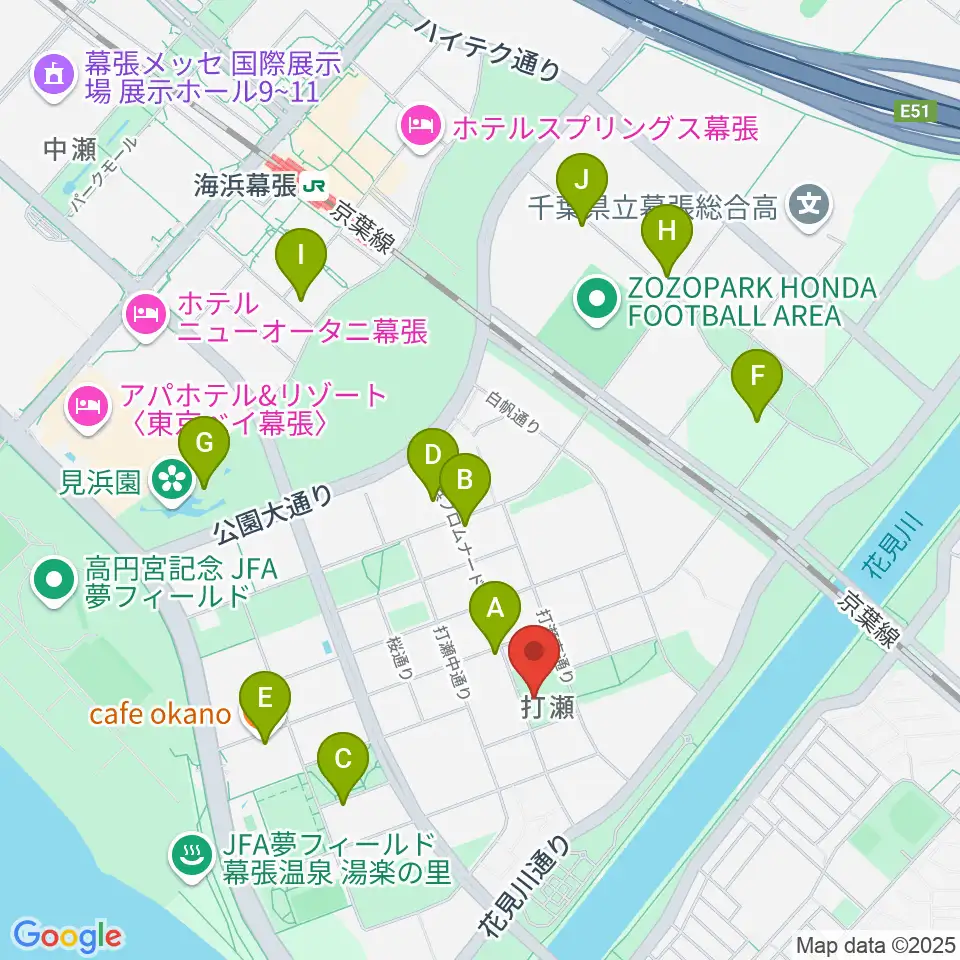 幕張ベイタウン・コア 打瀬公民館周辺のカフェ一覧地図