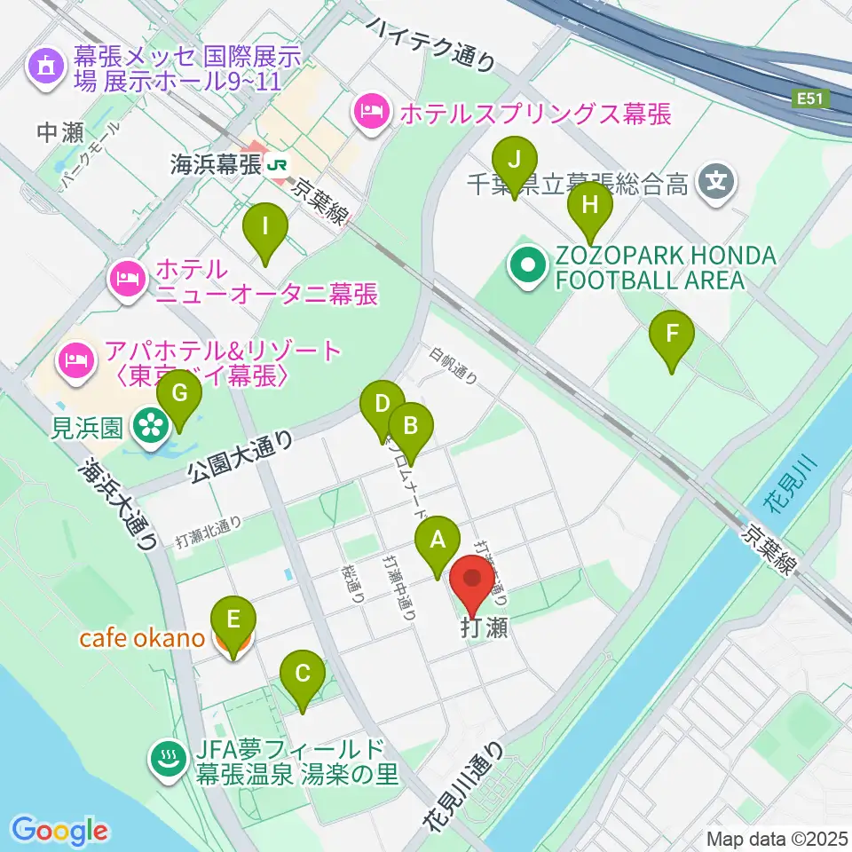 幕張ベイタウン・コア 打瀬公民館周辺のカフェ一覧地図