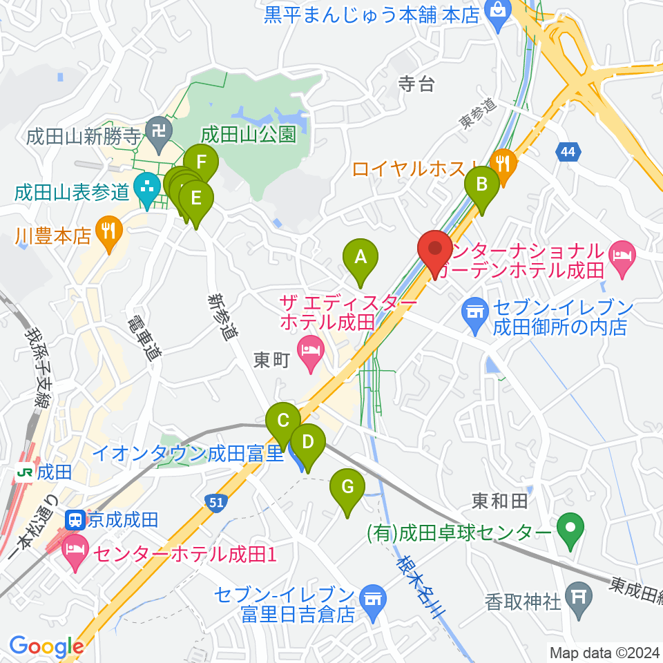 ラジオ成田周辺のカフェ一覧地図