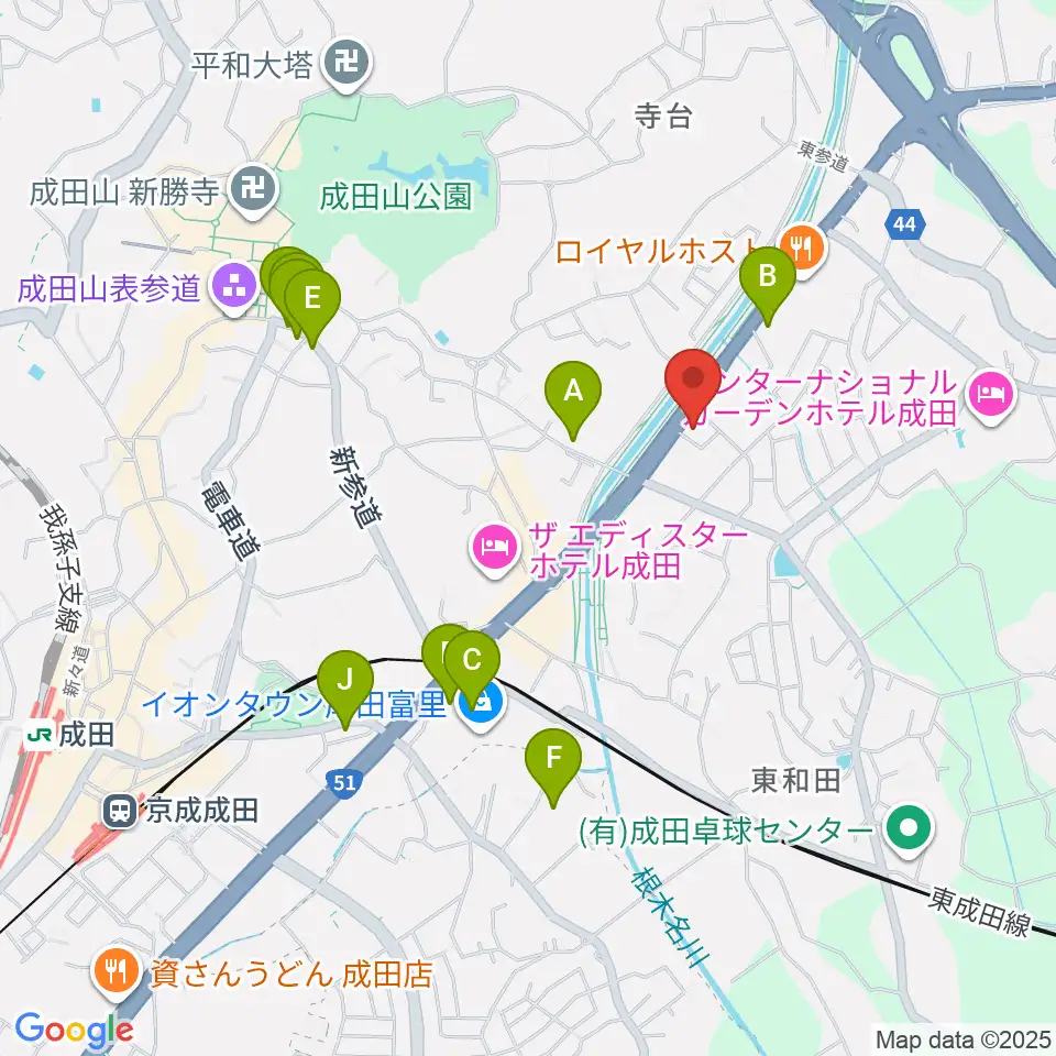 ラジオ成田周辺のカフェ一覧地図