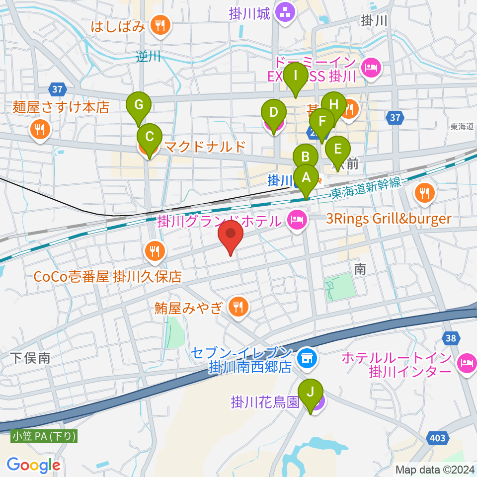 掛川市美感ホール周辺のカフェ一覧地図