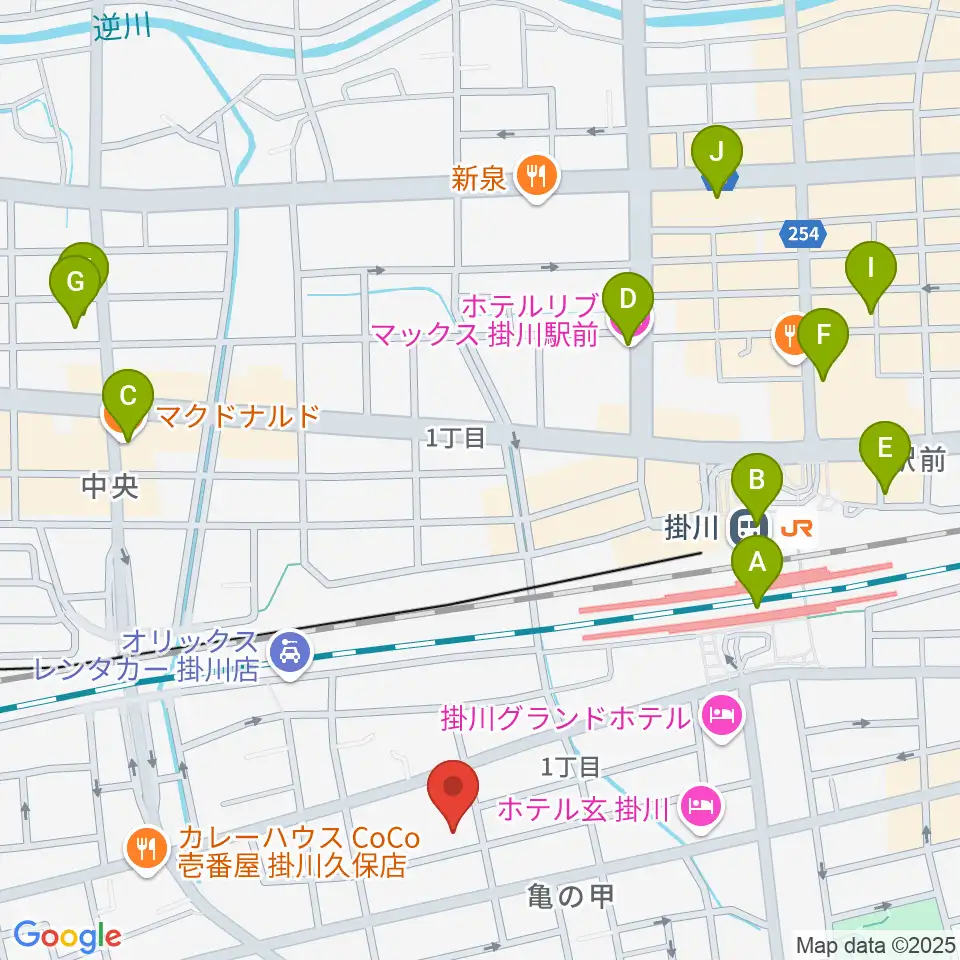 掛川市美感ホール周辺のカフェ一覧地図