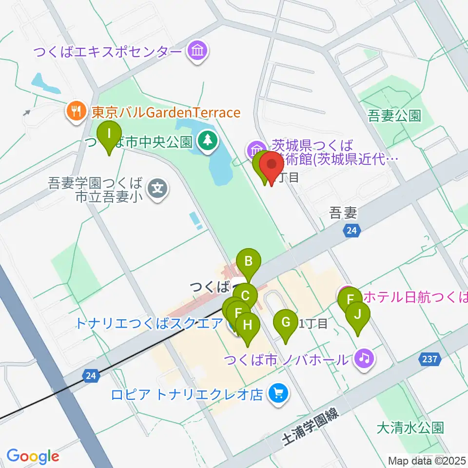 つくば文化会館アルス周辺のカフェ一覧地図