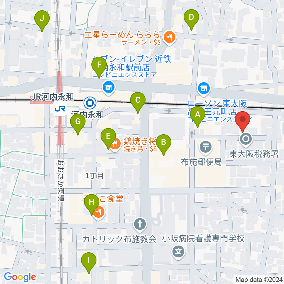 Live Barエレキの店周辺のカフェ一覧地図