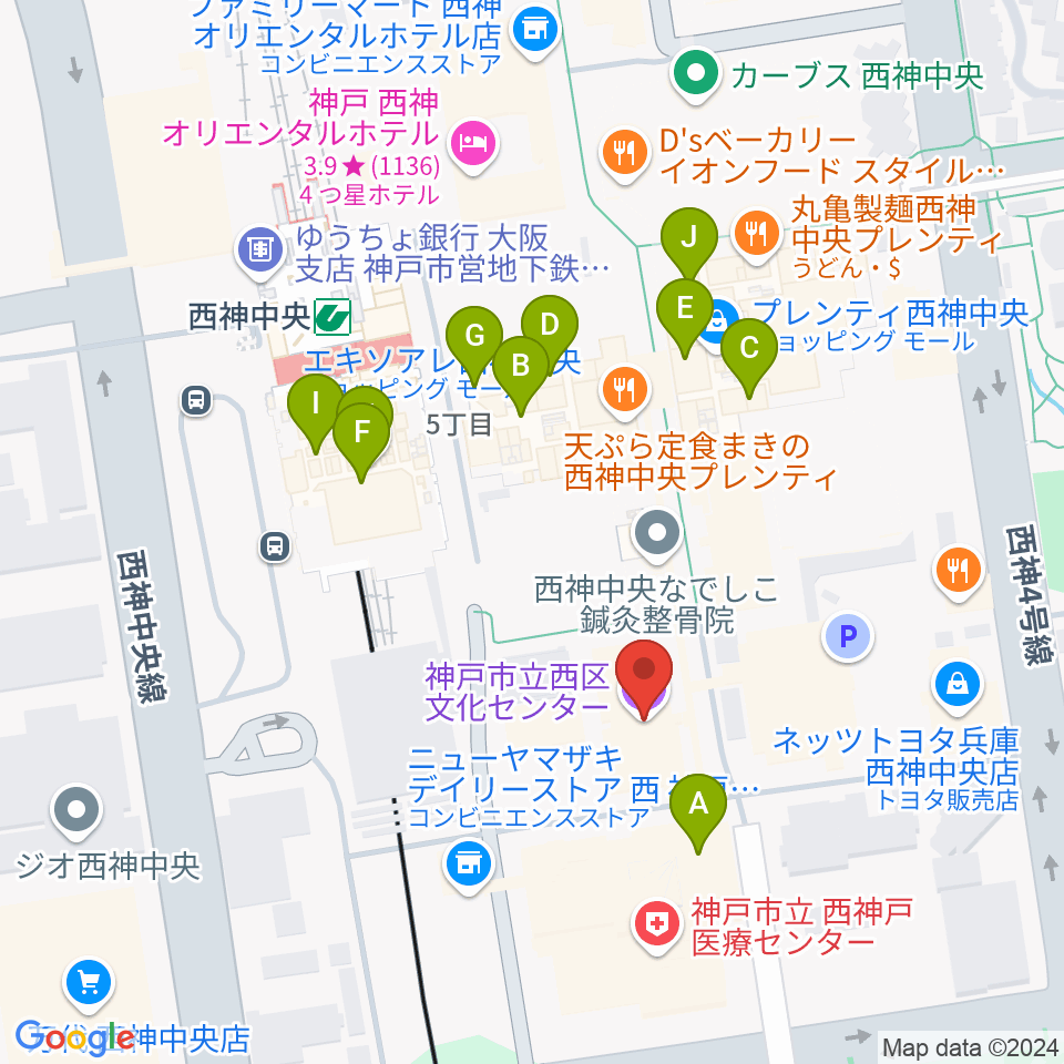 神戸市西区文化センター周辺のカフェ一覧地図