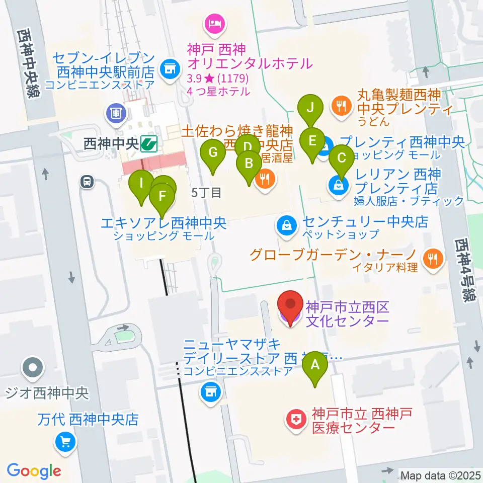 神戸市西区文化センター周辺のカフェ一覧地図