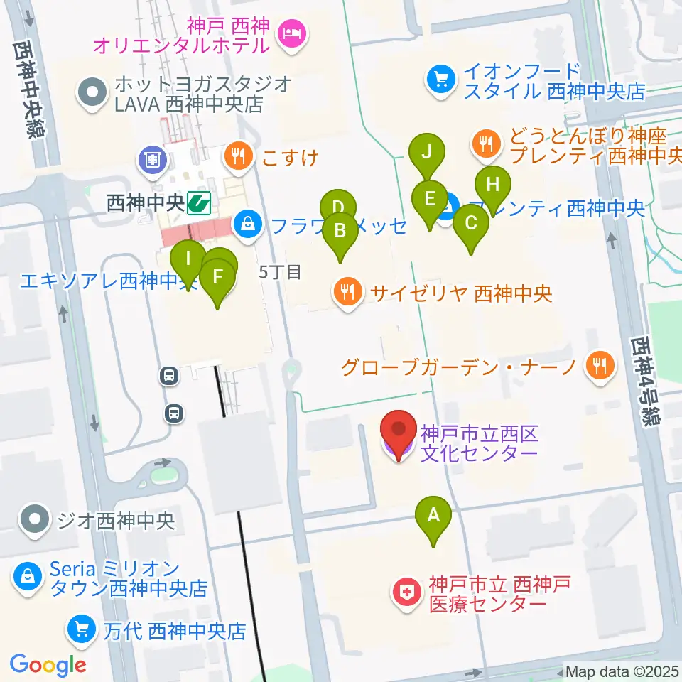 神戸市西区文化センター周辺のカフェ一覧地図