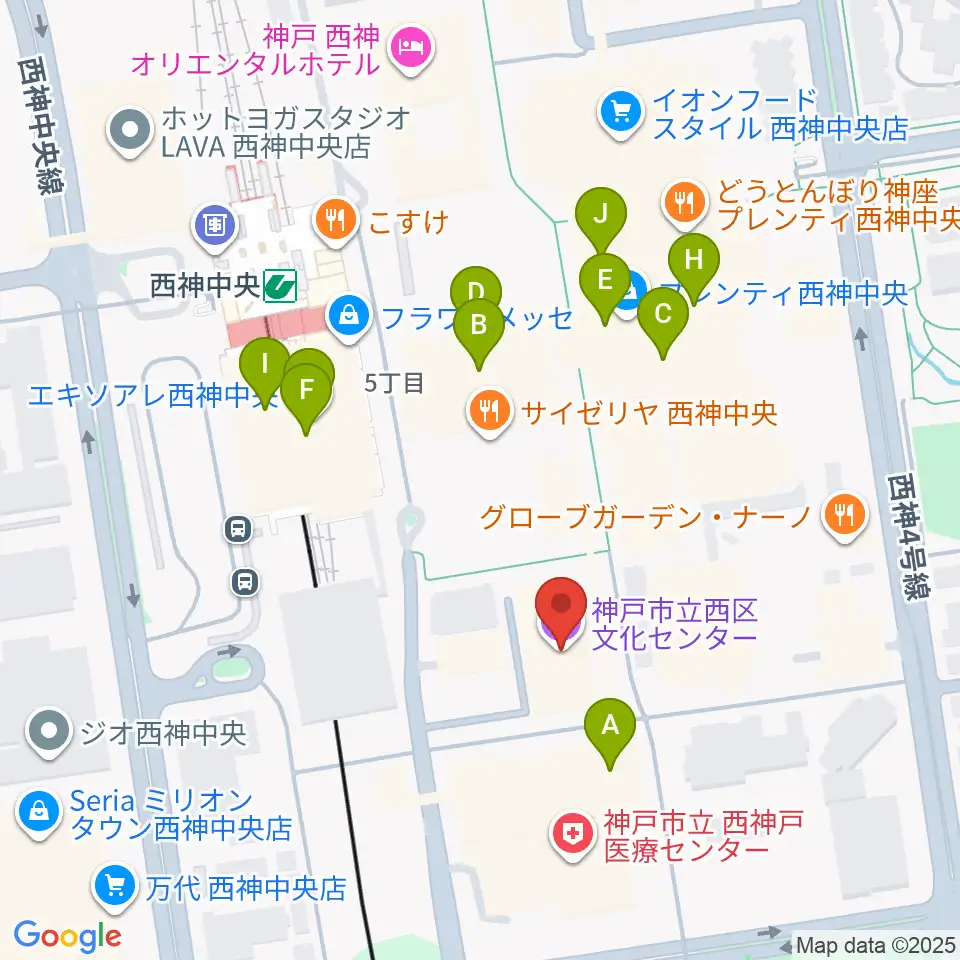 神戸市西区文化センター周辺のカフェ一覧地図