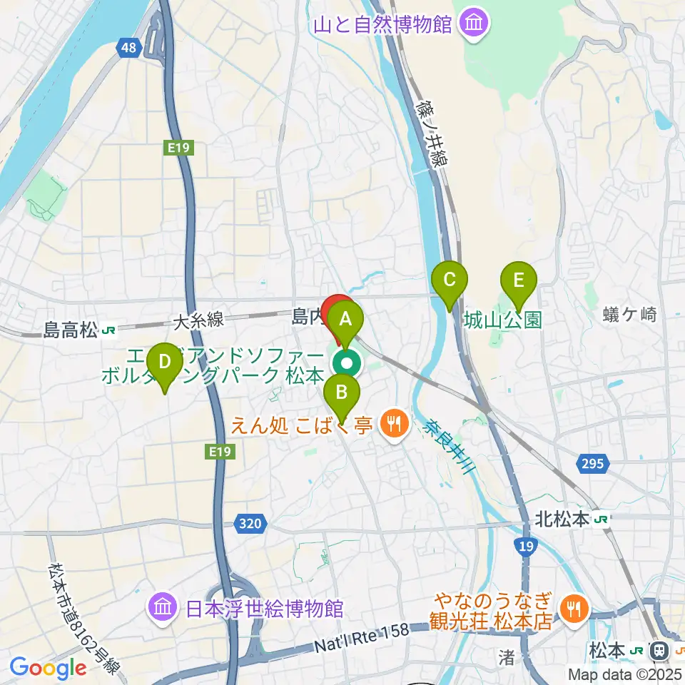 松本市音楽文化ホール ザ・ハーモニーホール周辺のカフェ一覧地図