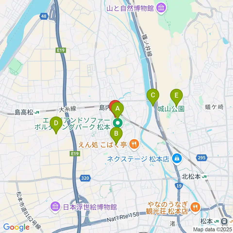 松本市音楽文化ホール ザ・ハーモニーホール周辺のカフェ一覧地図