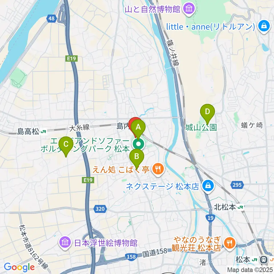 松本市音楽文化ホール ザ・ハーモニーホール周辺のカフェ一覧地図