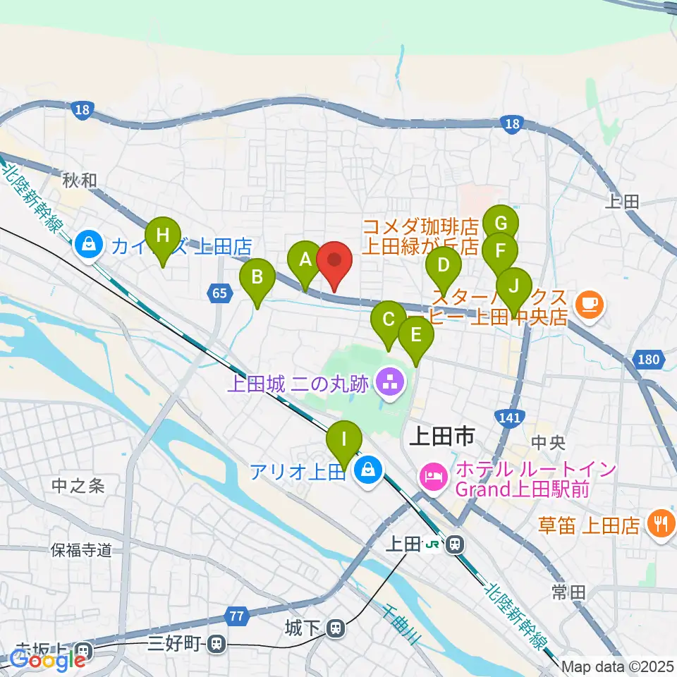 サンピアン 上田店周辺のカフェ一覧地図
