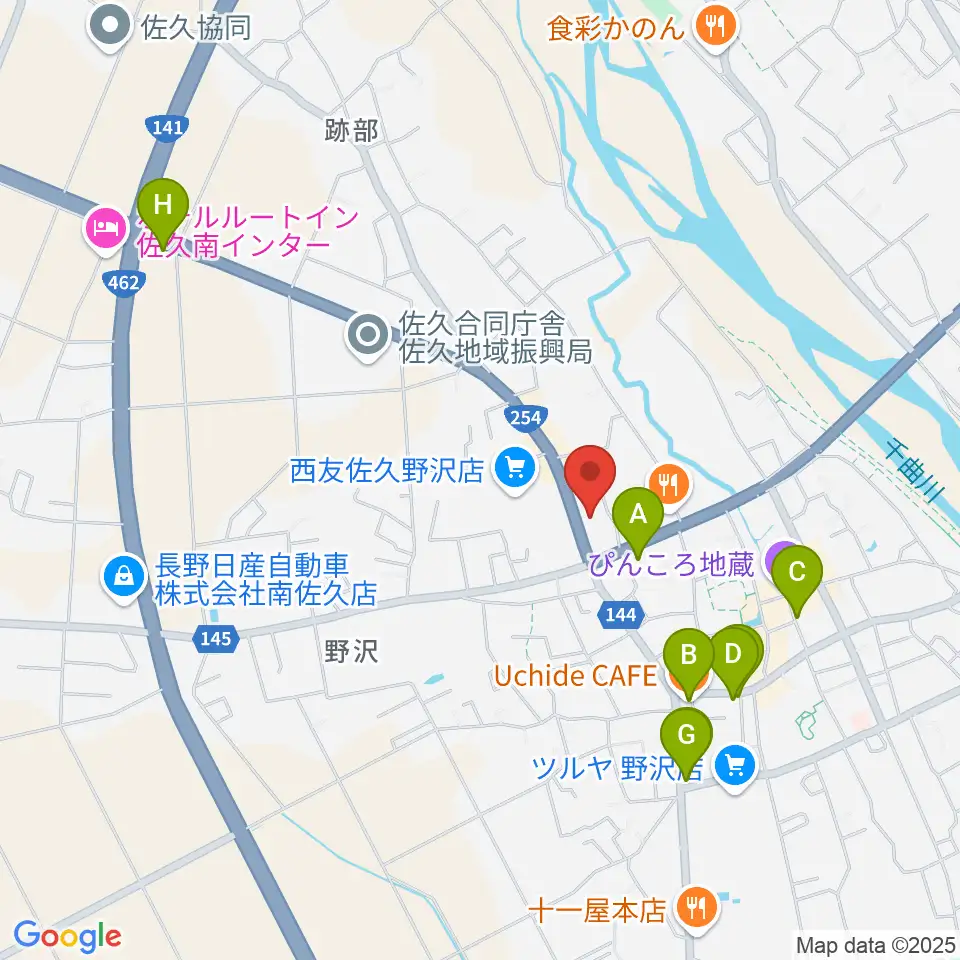 サンピアン佐久店周辺のカフェ一覧地図