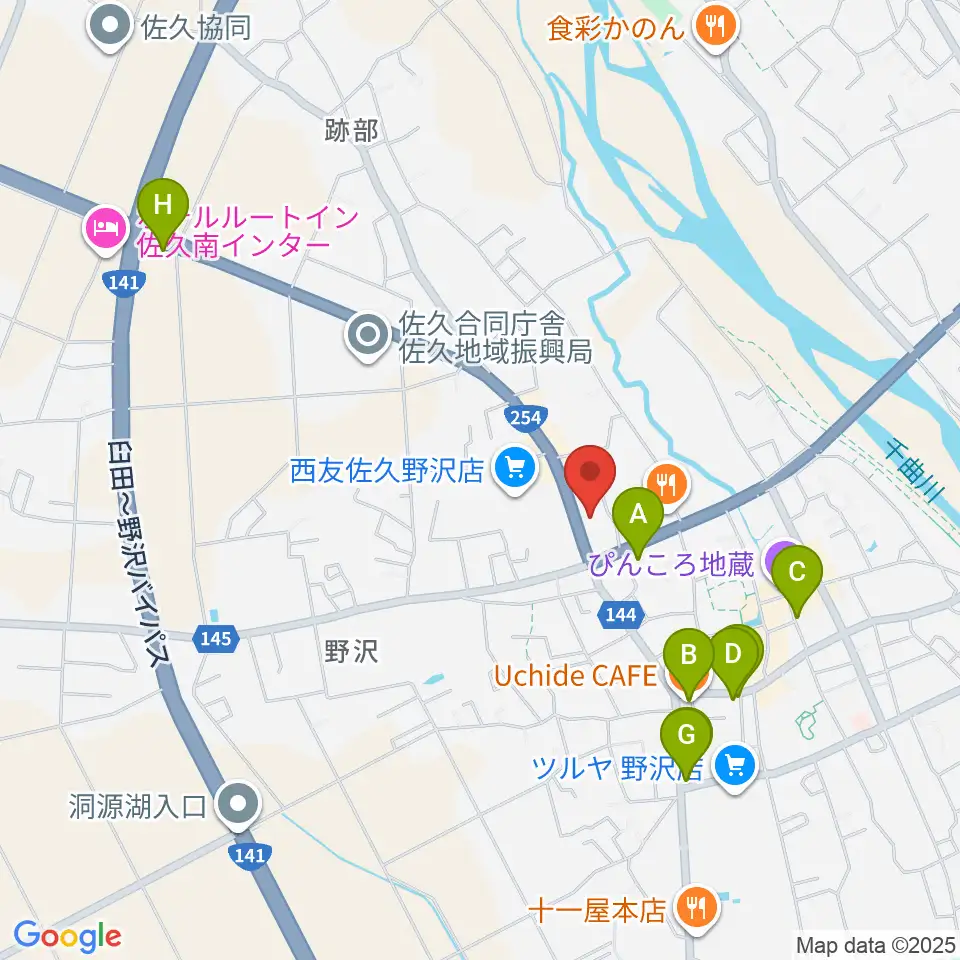 サンピアン佐久店周辺のカフェ一覧地図