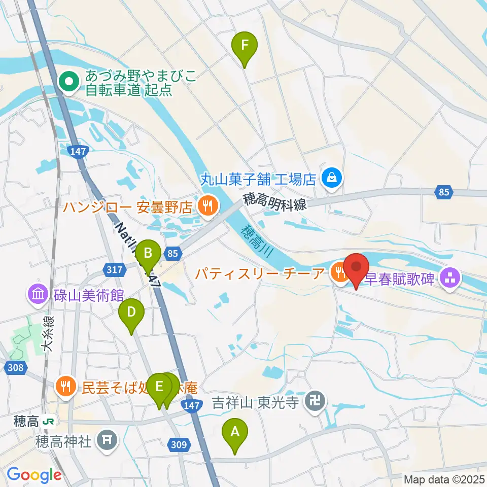 あづみ野コンサートホール周辺のカフェ一覧地図