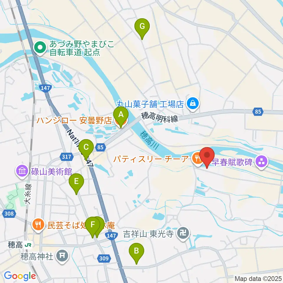 あづみ野コンサートホール周辺のカフェ一覧地図