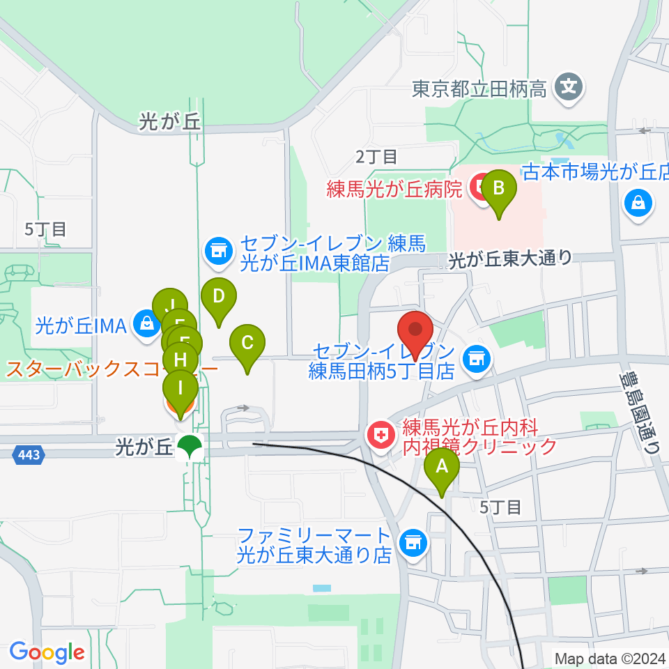 光が丘美術館周辺のカフェ一覧地図