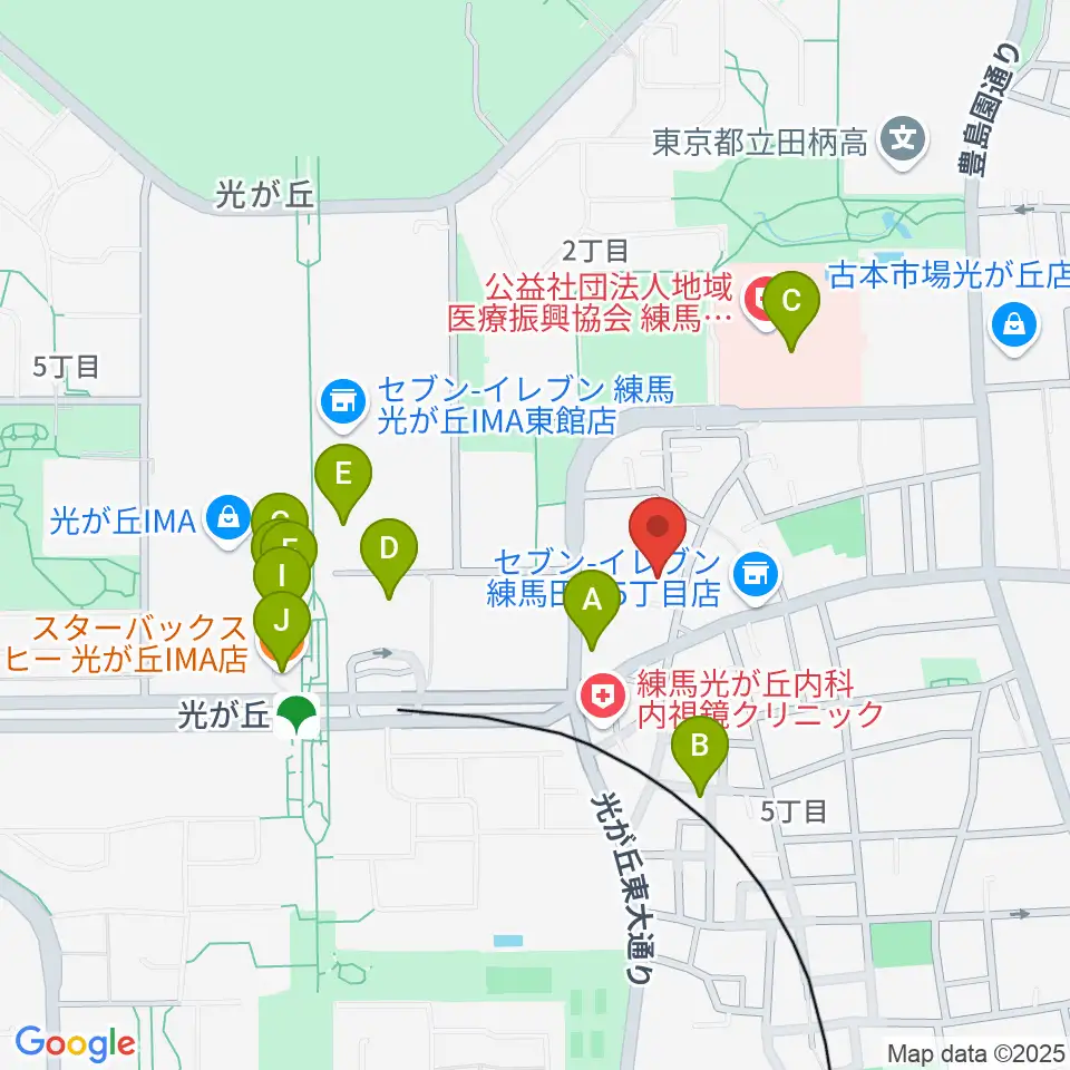 光が丘美術館周辺のカフェ一覧地図