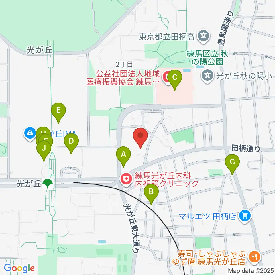 光が丘美術館周辺のカフェ一覧地図