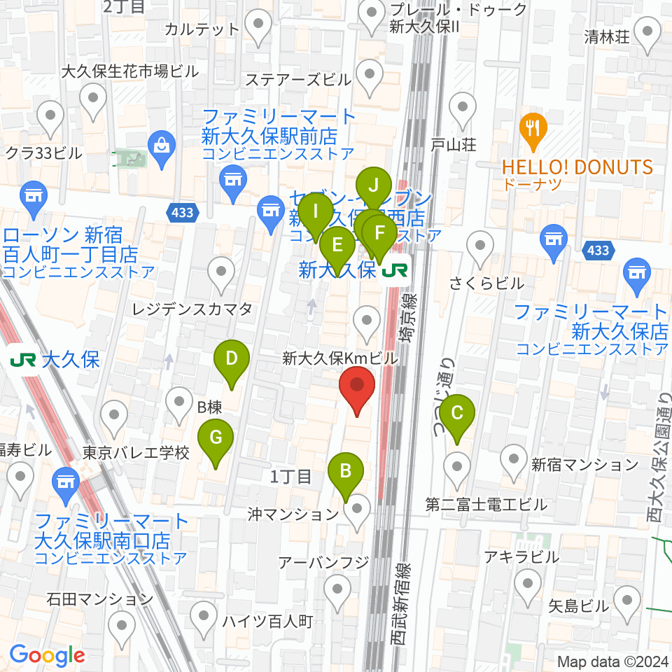 新大久保CLUB Voice周辺のカフェ一覧地図