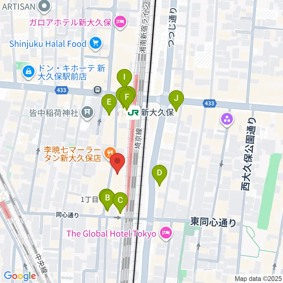新大久保CLUB Voice周辺のカフェ一覧地図