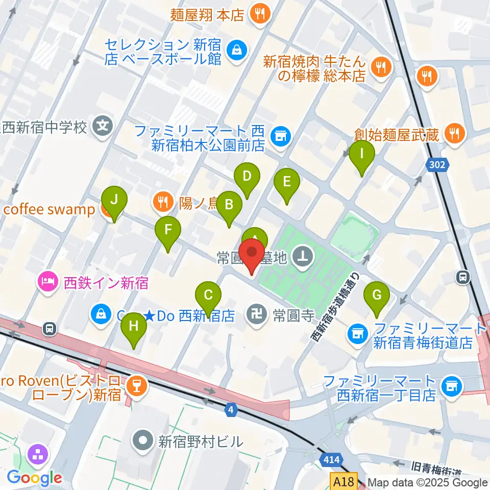 新宿21世紀周辺のカフェ一覧地図