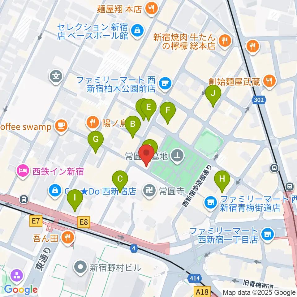 新宿21世紀周辺のカフェ一覧地図