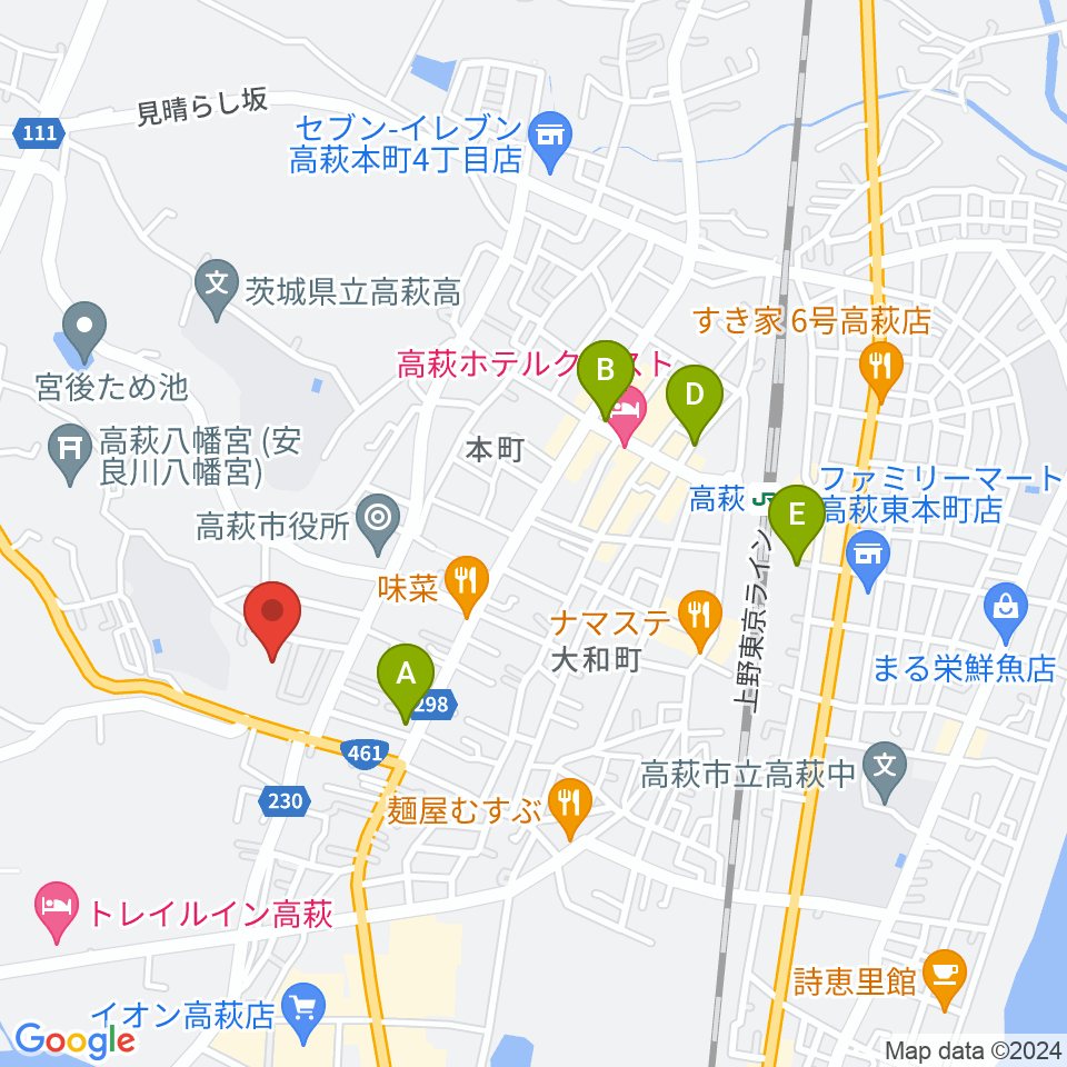高萩市文化会館周辺のカフェ一覧地図